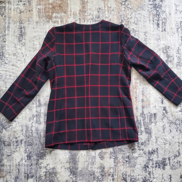 NorthStyle Women's Navy Blue Blazer with Red window Pane Plaid print Sz XL EUC - Picture 12 of 15